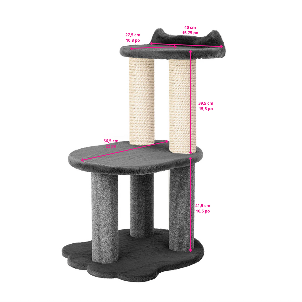 Relaxation - 2-Level Cat Tree - Black Faux Fur